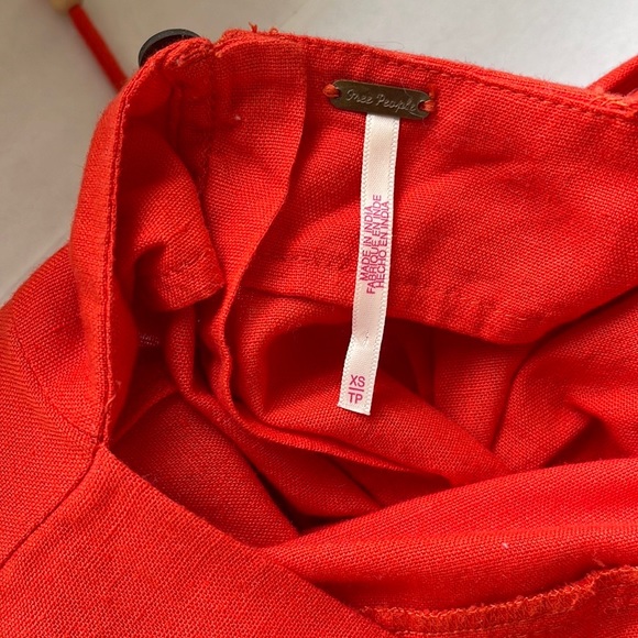 Free People Francesca Midi Dress Square Neck Size XS Orange Red - Picture 12 of 13